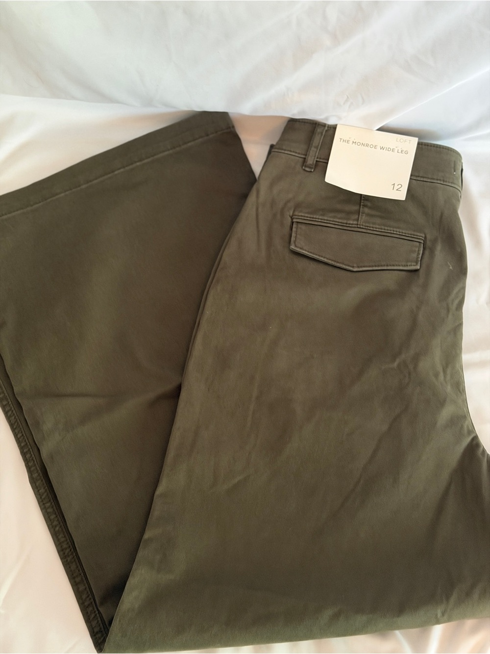 LOFT Wide-Leg Chinos in Olive